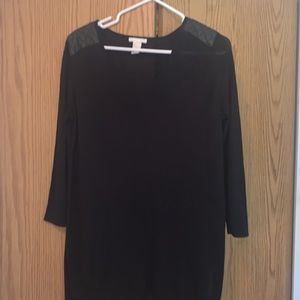 H&M Black sweater with leather accents